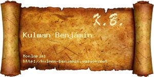 Kulman Benjámin névjegykártya